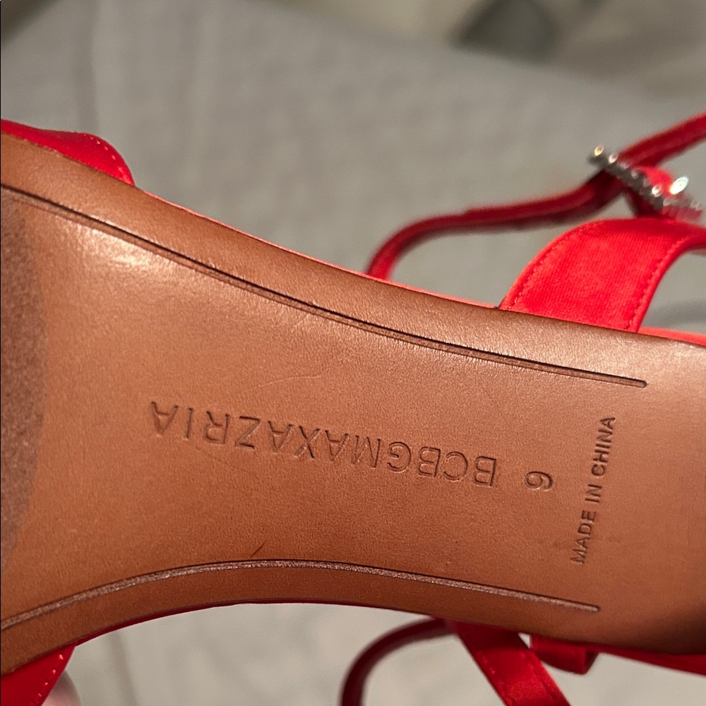 BCBGMaxAzria Vibrant Red Satin Heels - Picture 3 of 6